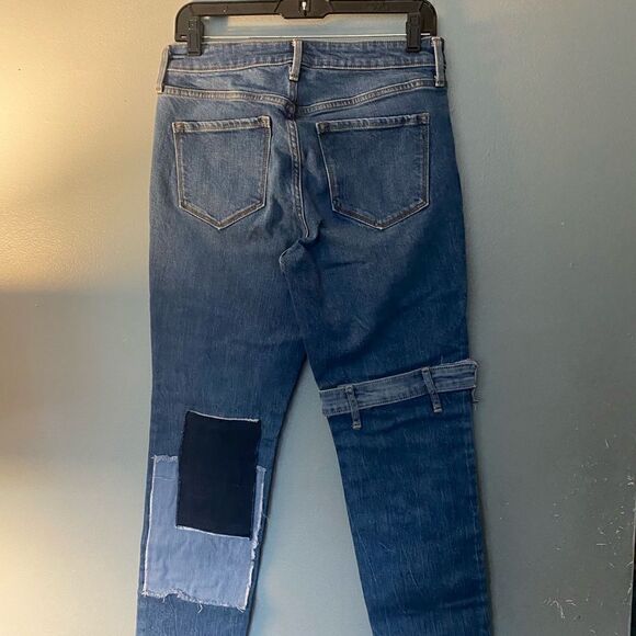 Old Navy Power Slim Straight Distressed High Rise Jeans 8 - Picture 4 of 7